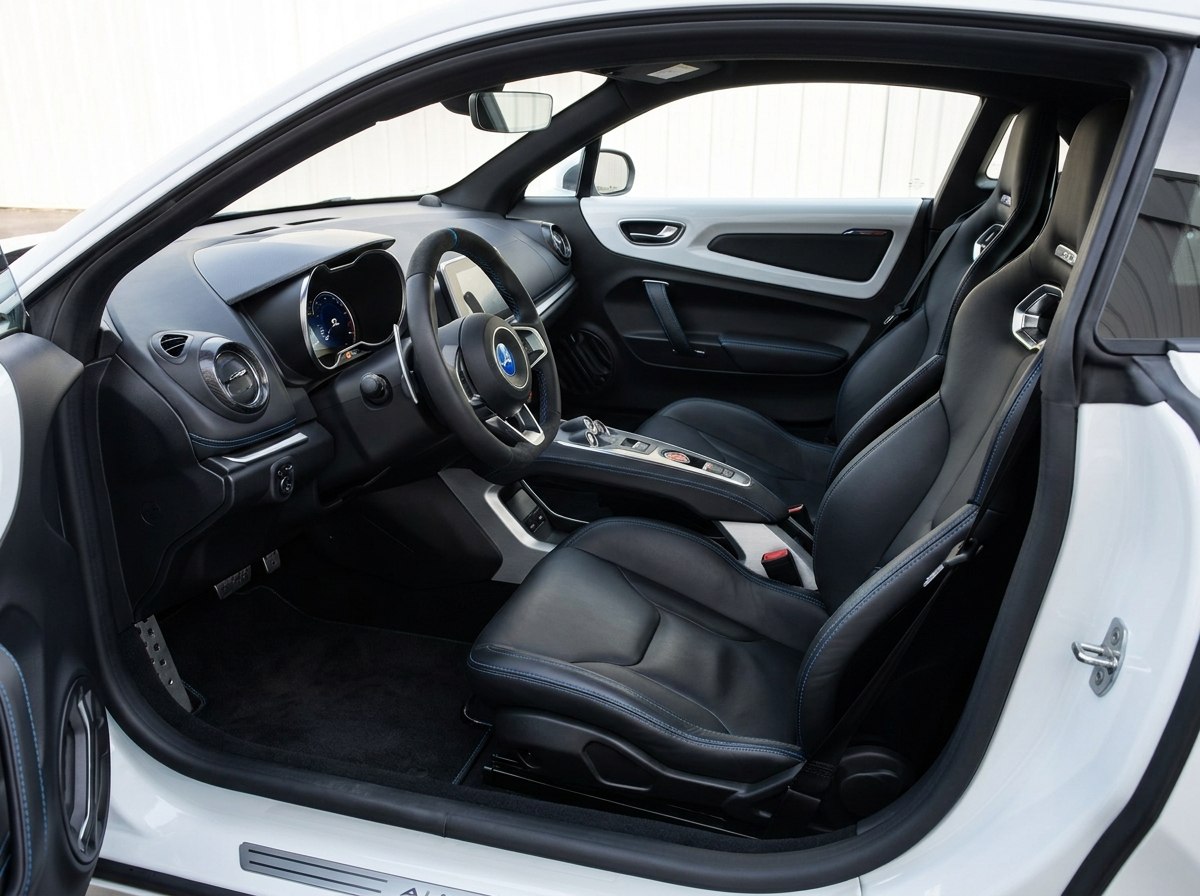 Intérieur Alpine A110 : sièges baquets Sabelt, console flottante et compteurs numériques