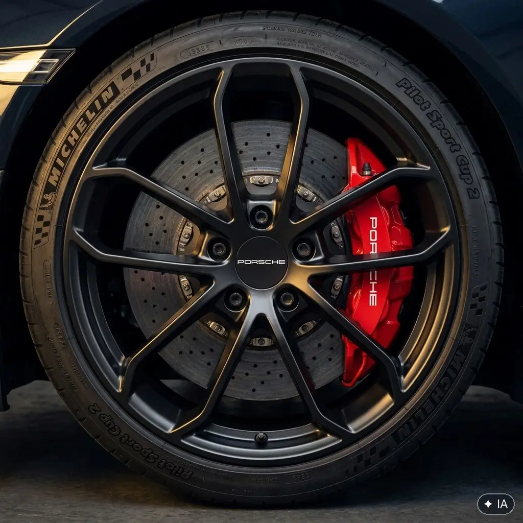 Détail jante et étrier de frein de la Cayman GT4